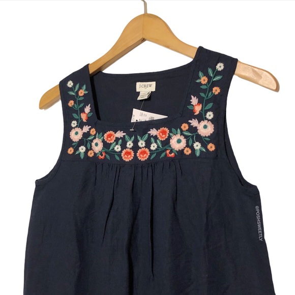 NWT J Crew Embroidered Linen Shift Dress - Picture 7 of 15